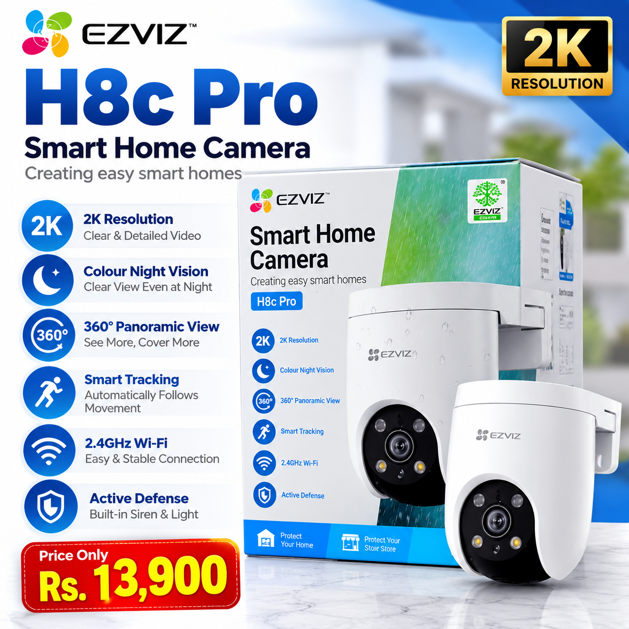 Ezviz H8c Pro 2K Pan & Tilt Wi-Fi Camera