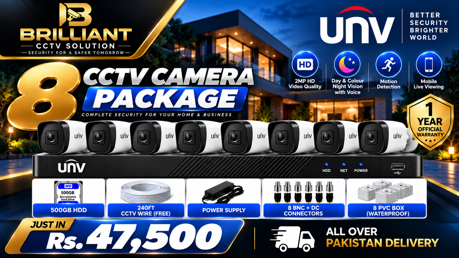 UNV 8 Full HD CCTV Camera Package